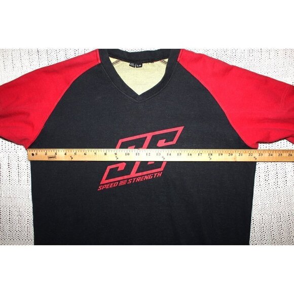 SPEED AND STRENGTH Men's Critical Mass Moto Red & Black Jersey Size LG Cotton - Picture 5 of 12